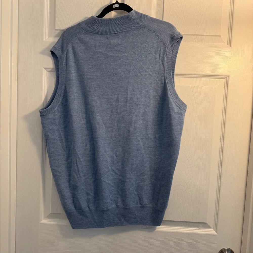 Peter Millar Crown Soft Merino Wool Silk Sweater Vest XL Blue Golf 1/4 Zip